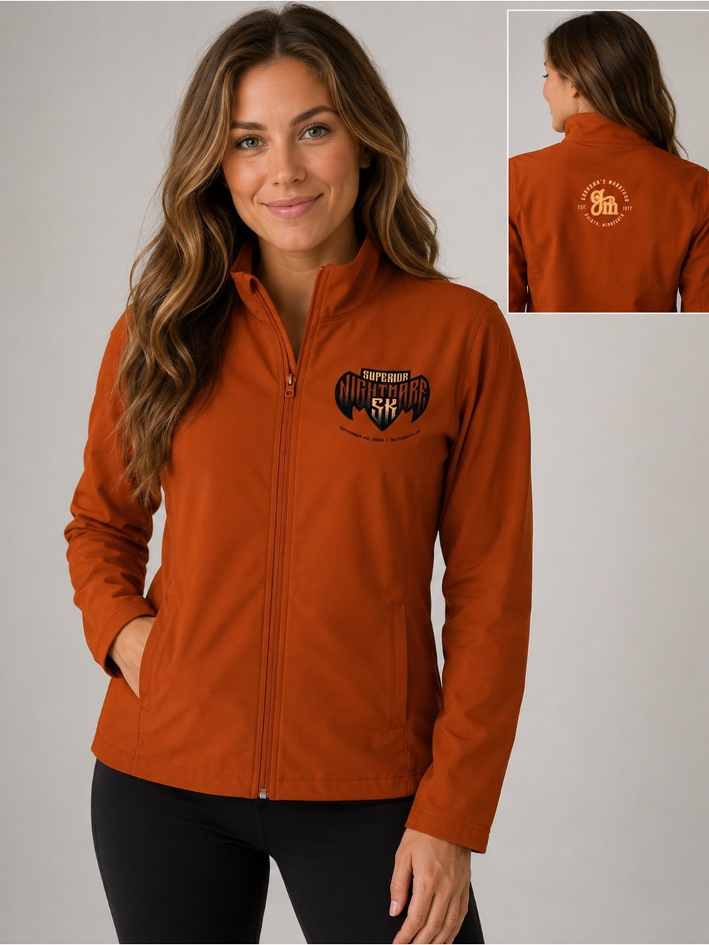 Grandma’s marathon nightmare 5K Orange Zip-Up Jacket with Chest Emblem